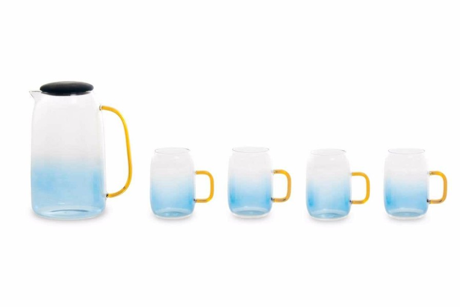 Kitchen and Dining Premier Glasses | Noa Blue Glass And Jug Five Piece Set