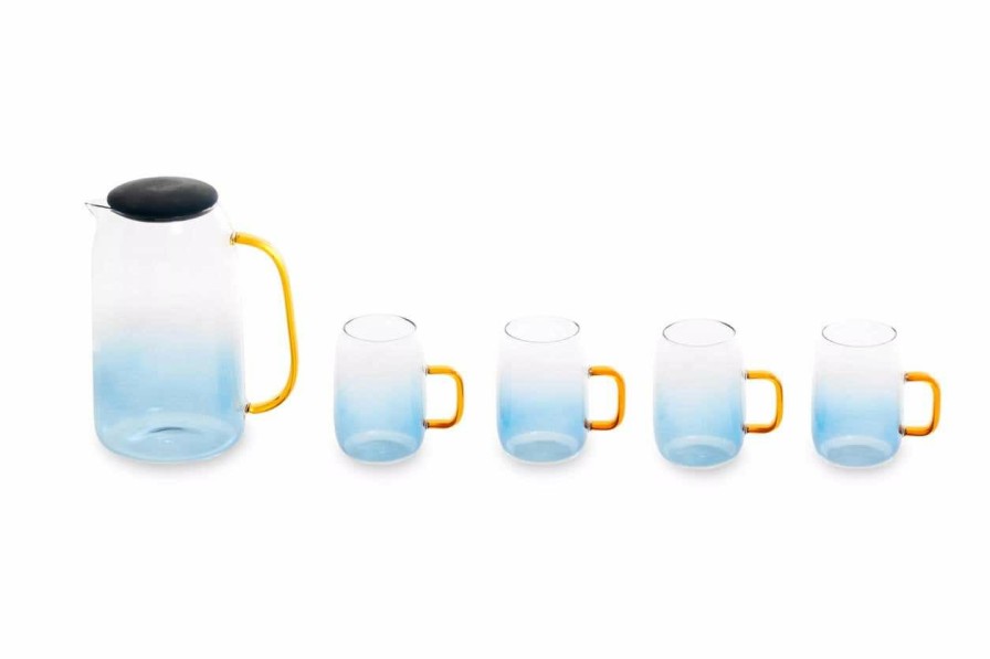 Kitchen and Dining Premier Glasses | Noa Blue Glass And Jug Five Piece Set