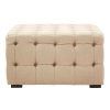 FURNITURE Fifty Five South Footstools | Stella Beige Linen Button Tufted Footstool