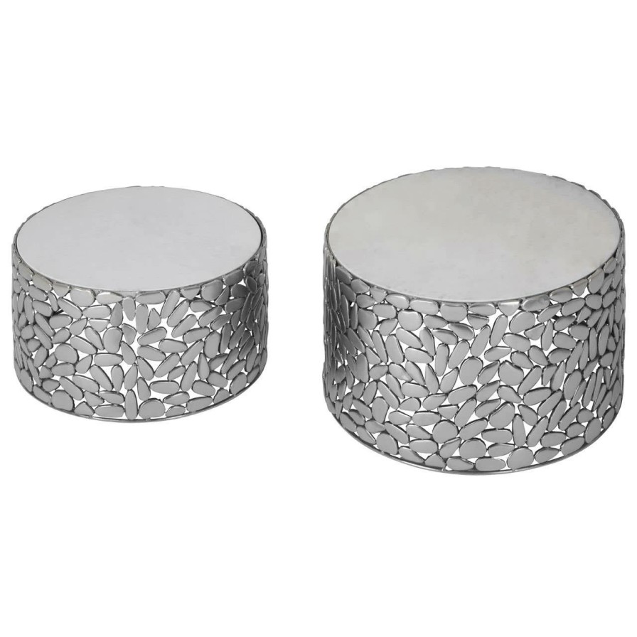 FURNITURE Fifty Five South Side Tables | Templar Set Of 2 Antique Pewter Side Tables