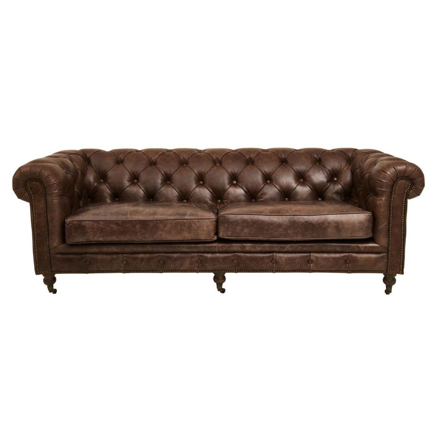 FURNITURE Fifty Five South Sofas | Hoxton Brown Leather Sofa