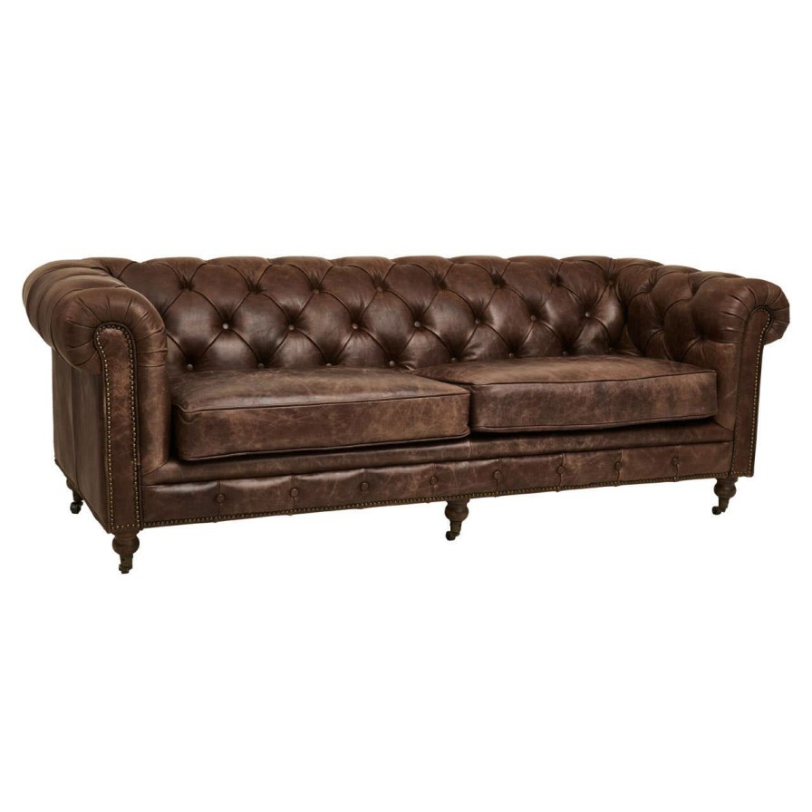 FURNITURE Fifty Five South Sofas | Hoxton Brown Leather Sofa