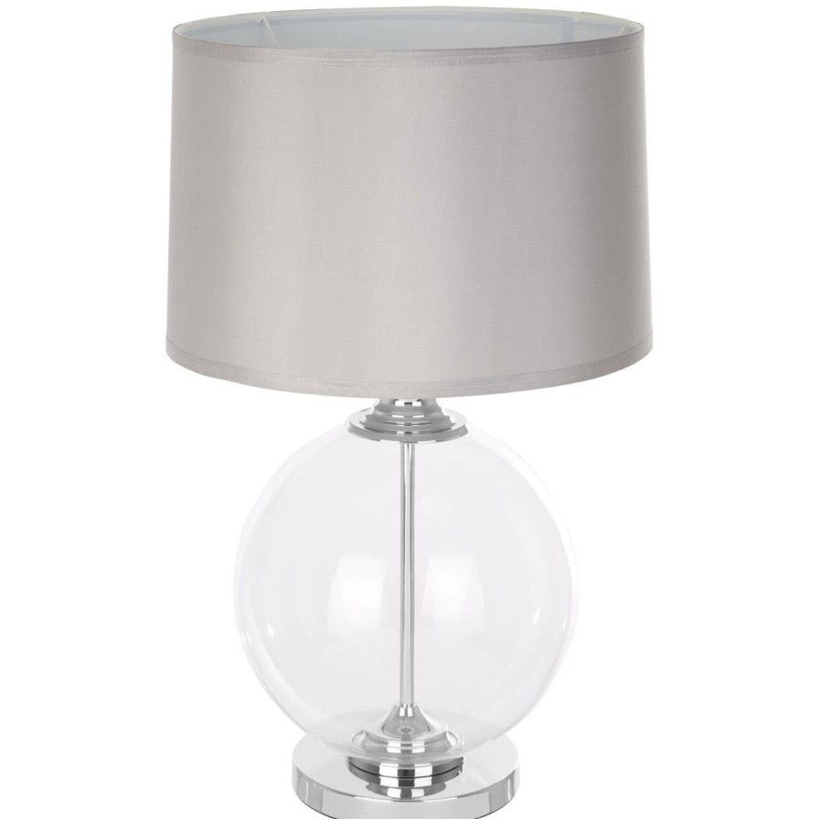 Accessories Fifty Five South Table Lamps | Edna Small Silver Silk Shade Table Lamp