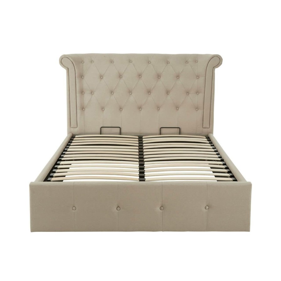 FURNITURE Premier Beds | Edison Beige Double Ottoman Bed