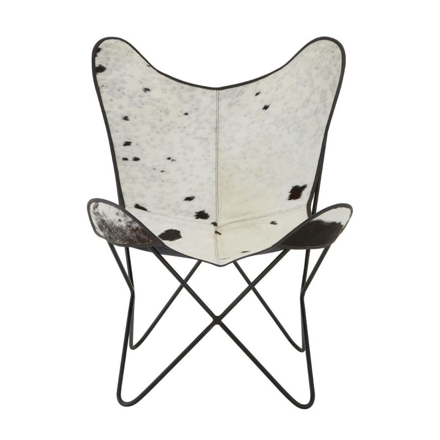 FURNITURE Fifty Five South Folding Chairs | Buffalo Black Cowhide Butterfly Chair