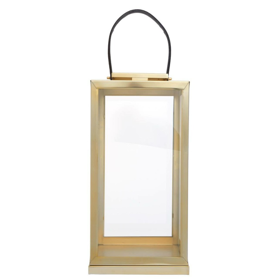 Accessories Fifty Five South Lanterns | Herber Large Gold Steel With Hair On Leather Handle Lantern