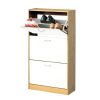 Bathe and Utility Premier Shoe Accessories and Storage | White And Oak Veneer 3 Drawer Shoe Cupboard