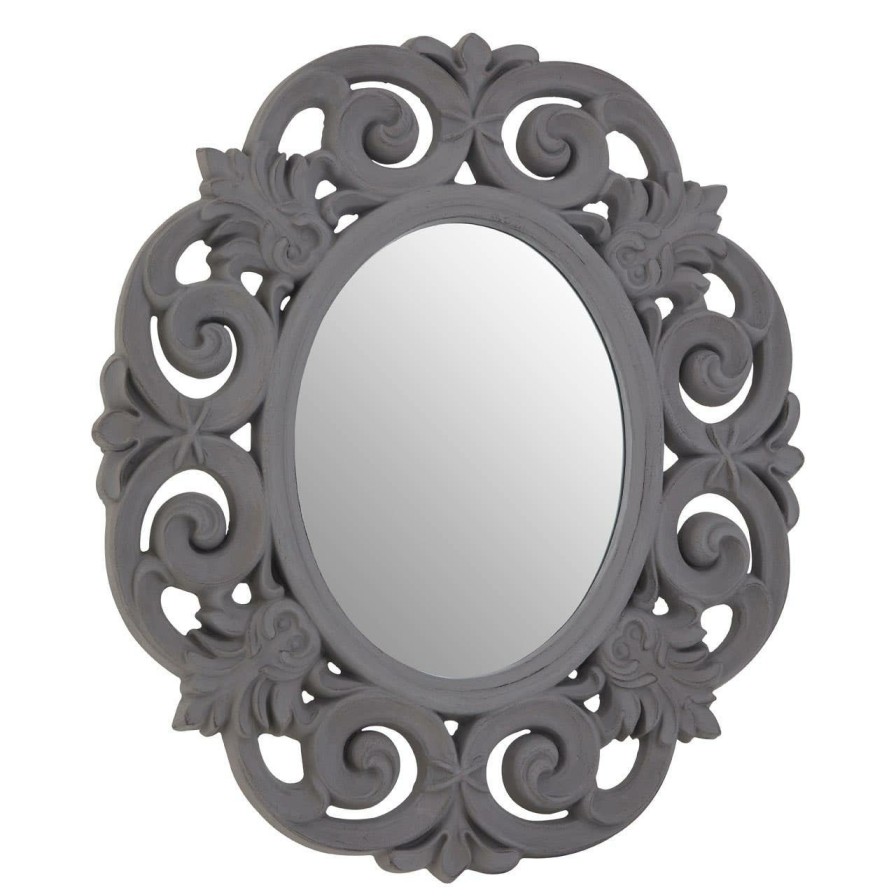 Bathe and Utility Premier Mirrors | Antique Grey Scroll Design Wall Mirror