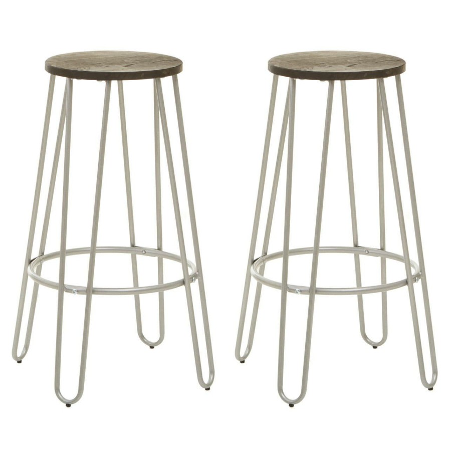 FURNITURE Premier Bar Tables | District 3Pc Silver Frame Bar Table Stool Set