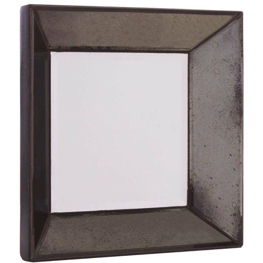 Bathe and Utility Fifty Five South Mirrors | Riza Small Black Frame And Bevelled Wall Mirror