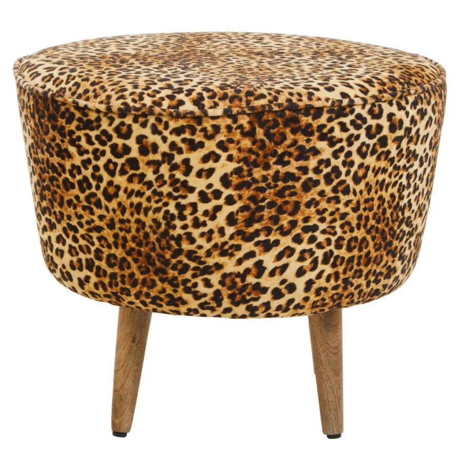 FURNITURE Fifty Five South Stools | Cefena Leopard Print Stool