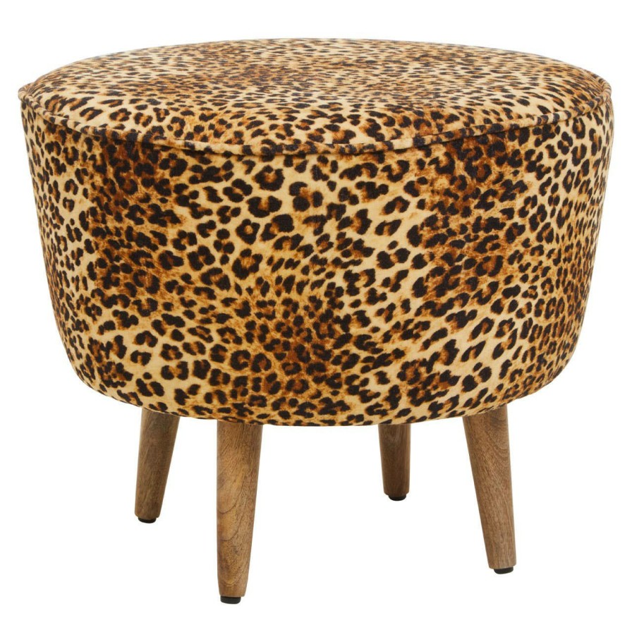 FURNITURE Fifty Five South Stools | Cefena Leopard Print Stool