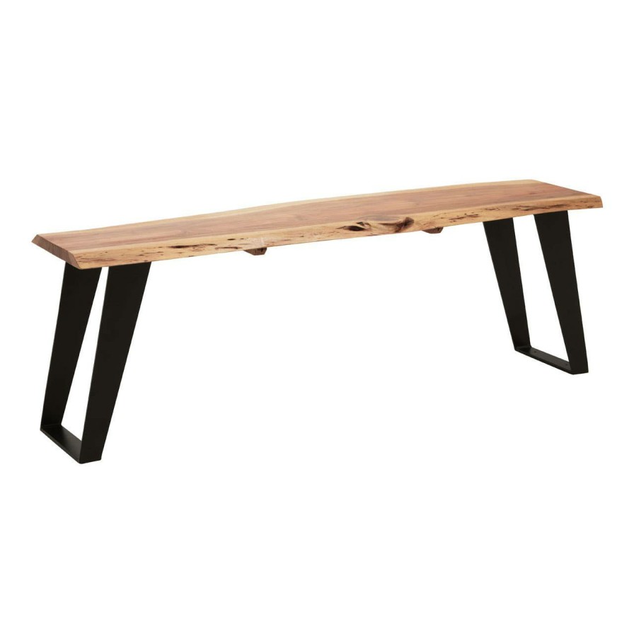 FURNITURE Fifty Five South Benches | Surax Acacia Wood And Looped Iron Base Bench