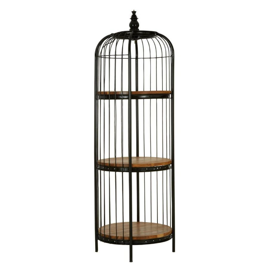 FURNITURE Fifty Five South Storage | Mantis Small Black Finish Birdcage Shelf Unit