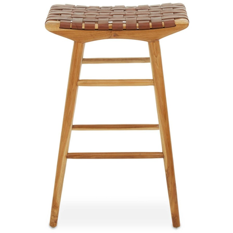 FURNITURE Fifty Five South Stools | Kendari Light Brown Leather Stool