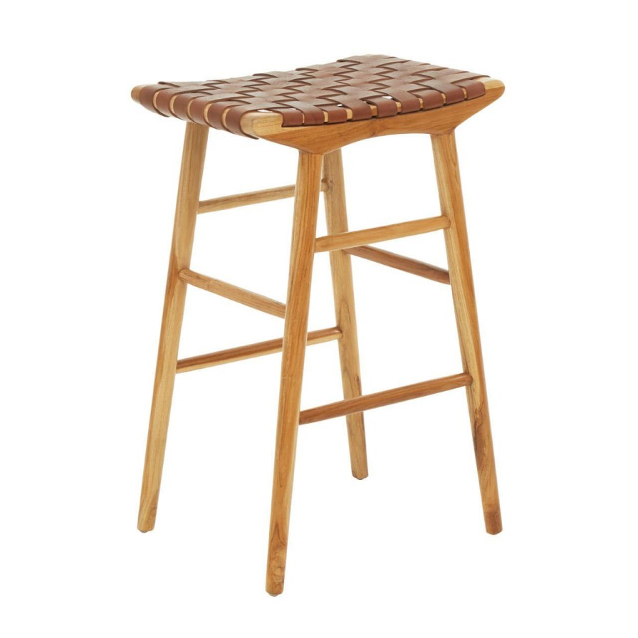 FURNITURE Fifty Five South Stools | Kendari Light Brown Leather Stool