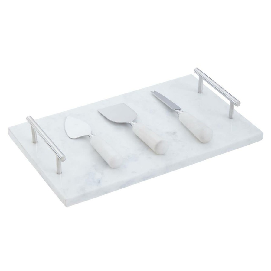 Kitchen and Dining Premier Serving Boards | Marina White And Silver Cheese Knife Set