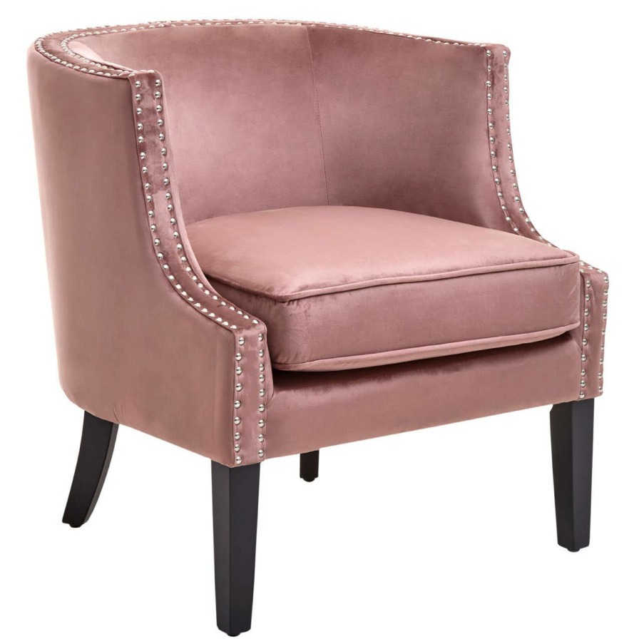 FURNITURE Premier Statement Chairs | Larissa Pink Velvet Studded Chair