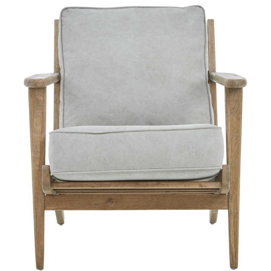 FURNITURE Fifty Five South Seating | Harry Grey Linen Oak Frame Armchair