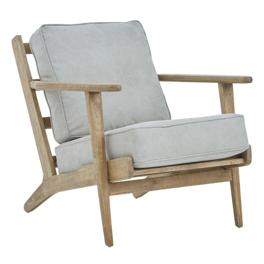 FURNITURE Fifty Five South Seating | Harry Grey Linen Oak Frame Armchair