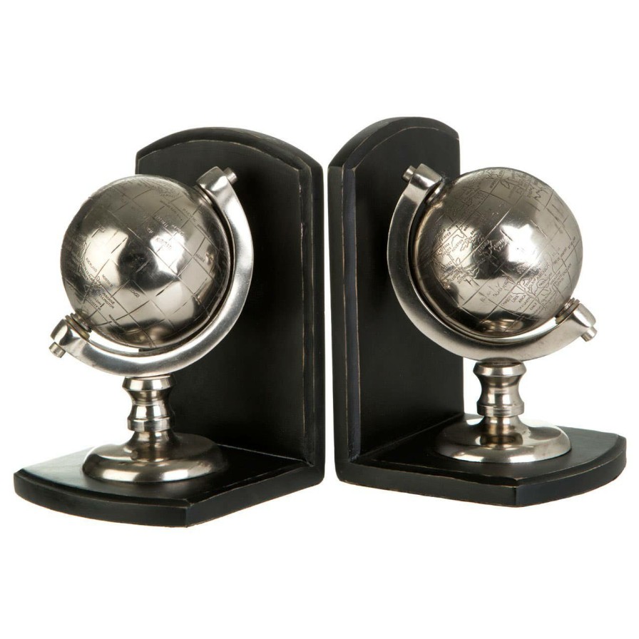 Accessories Fifty Five South Bookends | Kensington Townhouse Silver Globe Bookends