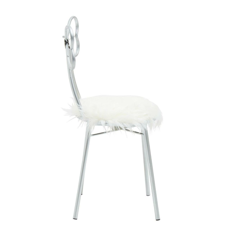 FURNITURE Premier Seating | Jolie Silver Bow Faux Fur Chair