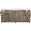 FURNITURE Fifty Five South Benches | Java Natural Rattan Storage Bench With Cushion