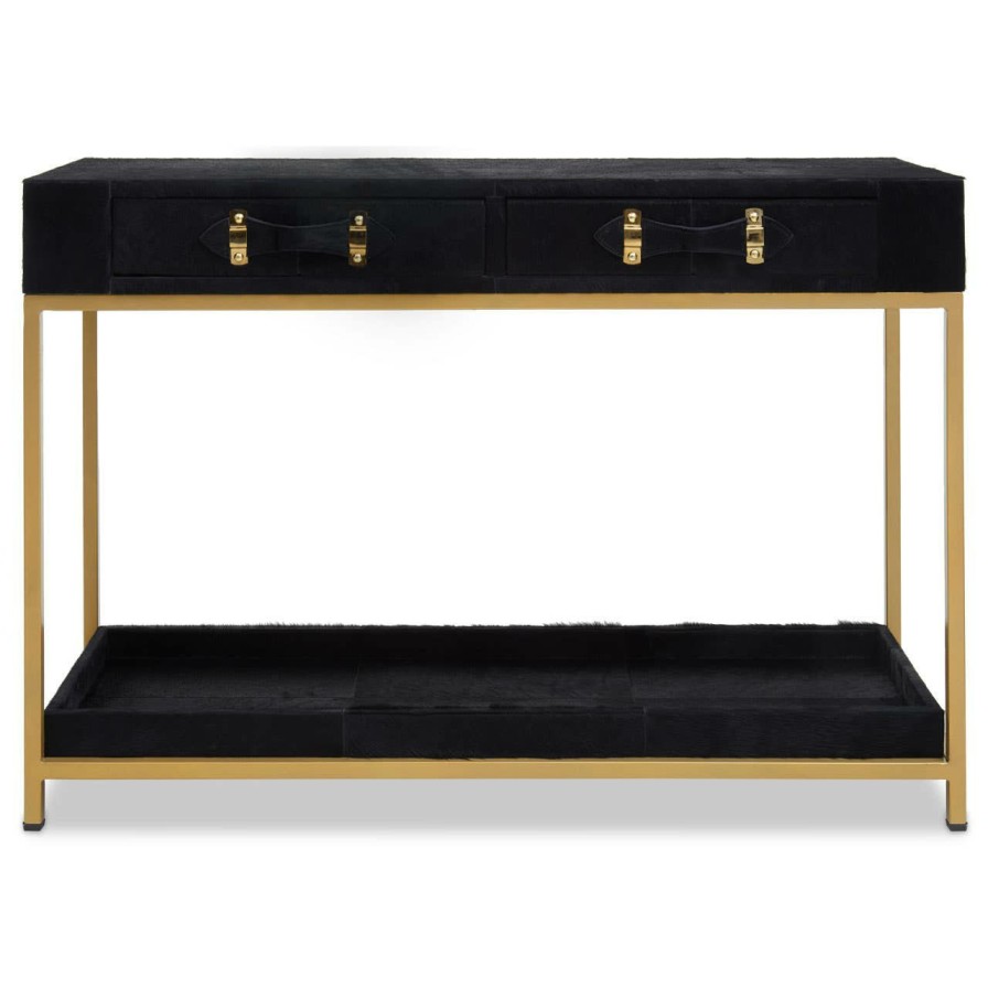 FURNITURE Fifty Five South Console Tables | Kensington Townhouse Hair On Hide Black And Gold Console Table