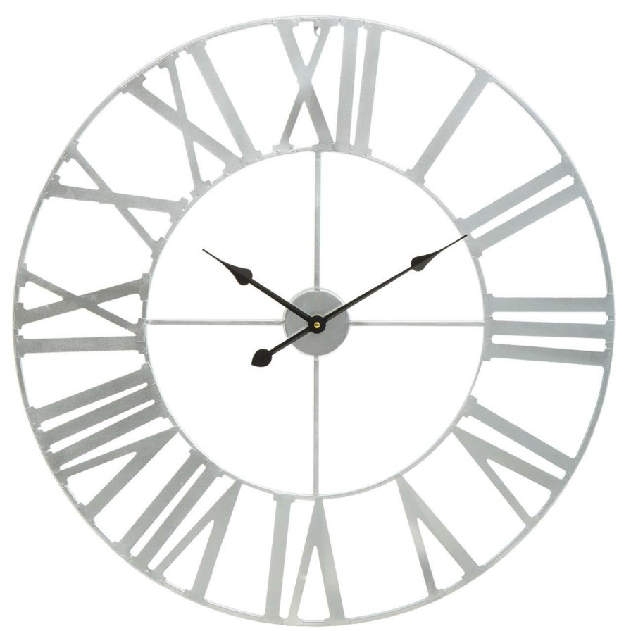 Accessories Fifty Five South Wall Clocks | Genova Silver Metal Wall Clock