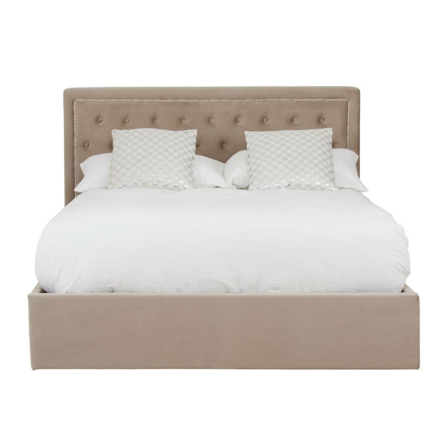 FURNITURE Premier Beds | Hannah Mink Velvet Double Ottoman Bed