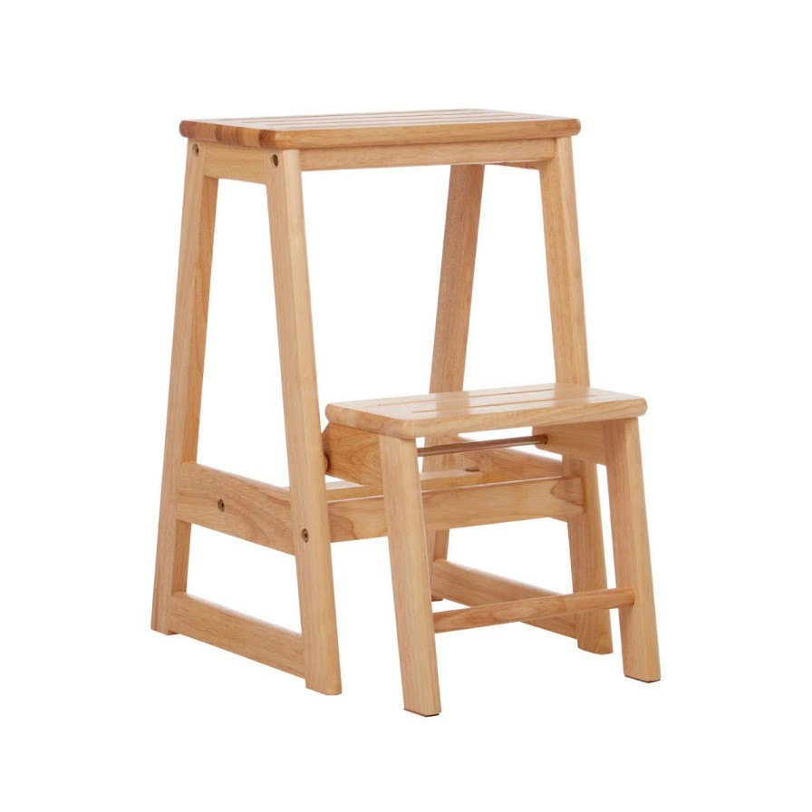 FURNITURE Premier Footstools | Tropical Hevea Wood Two Step Stool