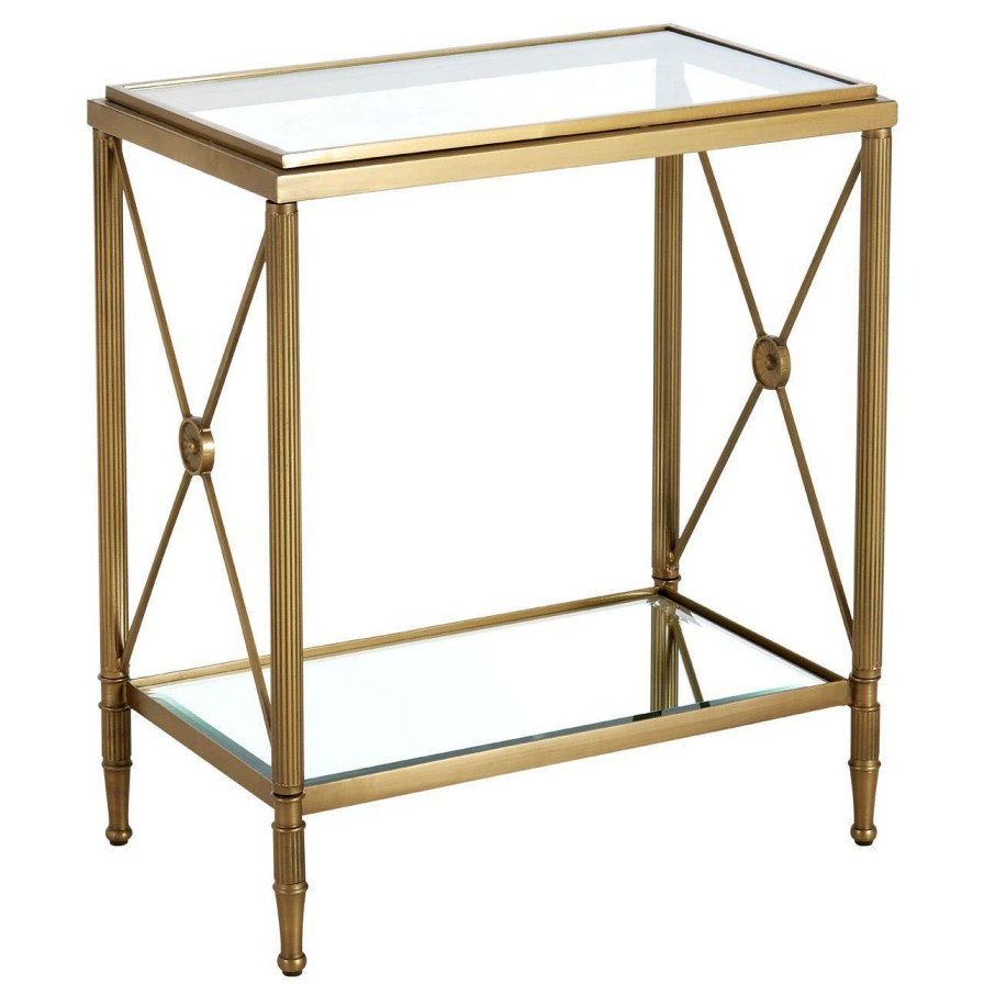 FURNITURE Fifty Five South Side Tables | Axis Rectangular Gold Finish Side Table