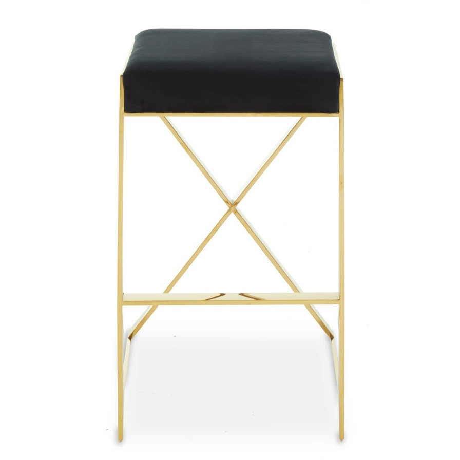 FURNITURE Fifty Five South Bar Seating | Azalea Black And Gold Finish Bar Stool