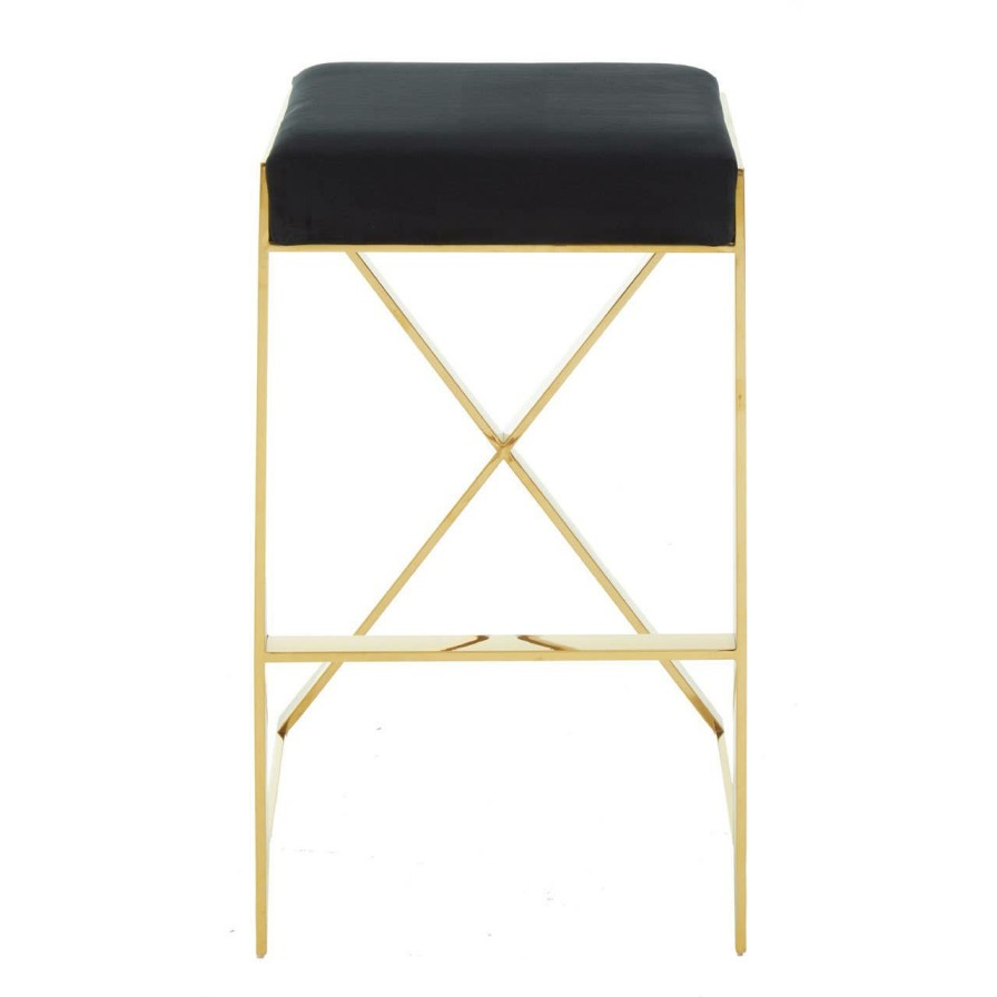 FURNITURE Fifty Five South Bar Seating | Azalea Black And Gold Finish Bar Stool