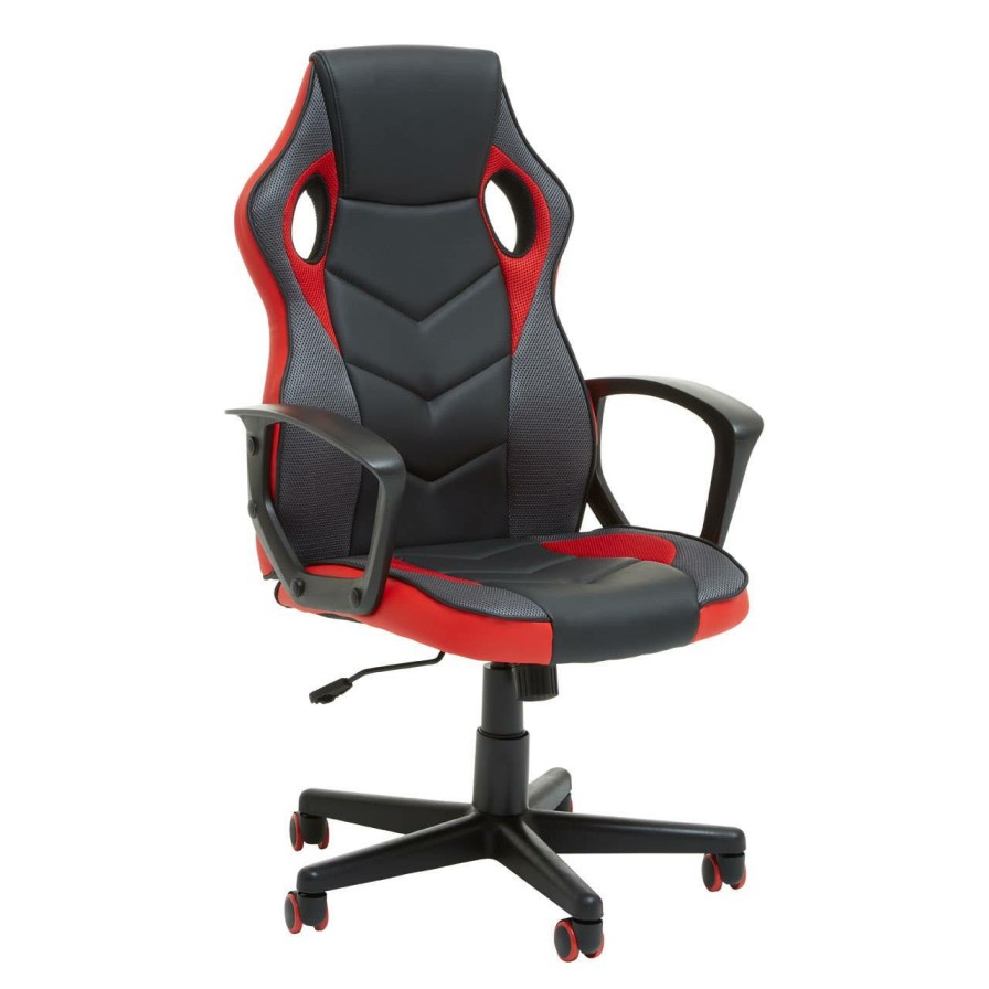 FURNITURE Premier Seating | Black And Red Pu Home Office Chair