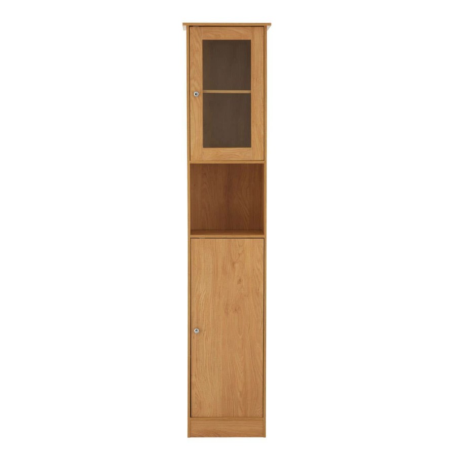 Bathe and Utility Premier Racks, Caddies and Shelf Units | Portland Tall Oak Veneer Cabinet