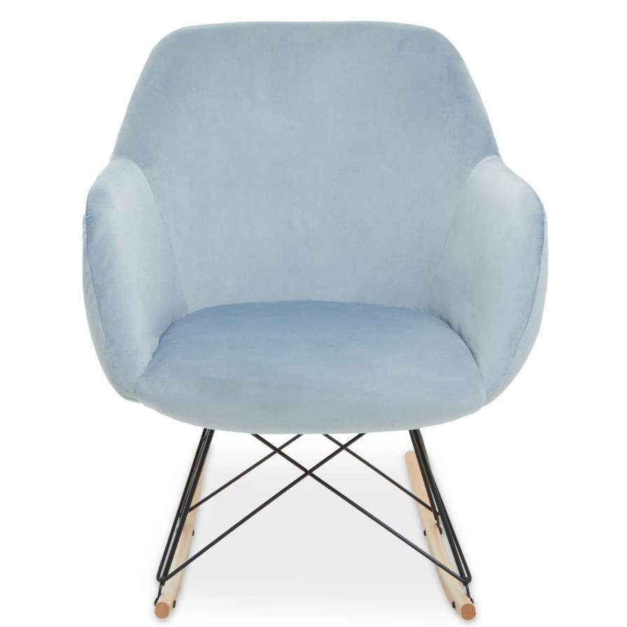 FURNITURE Premier Seating | Stockholm Small Blue Velvet Rocking Chair