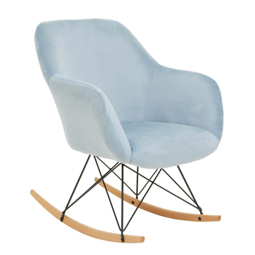 FURNITURE Premier Seating | Stockholm Small Blue Velvet Rocking Chair