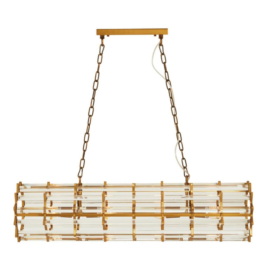 Accessories Fifty Five South Ceiling Lights | Karli Brass Eight Bulb Pendant Light