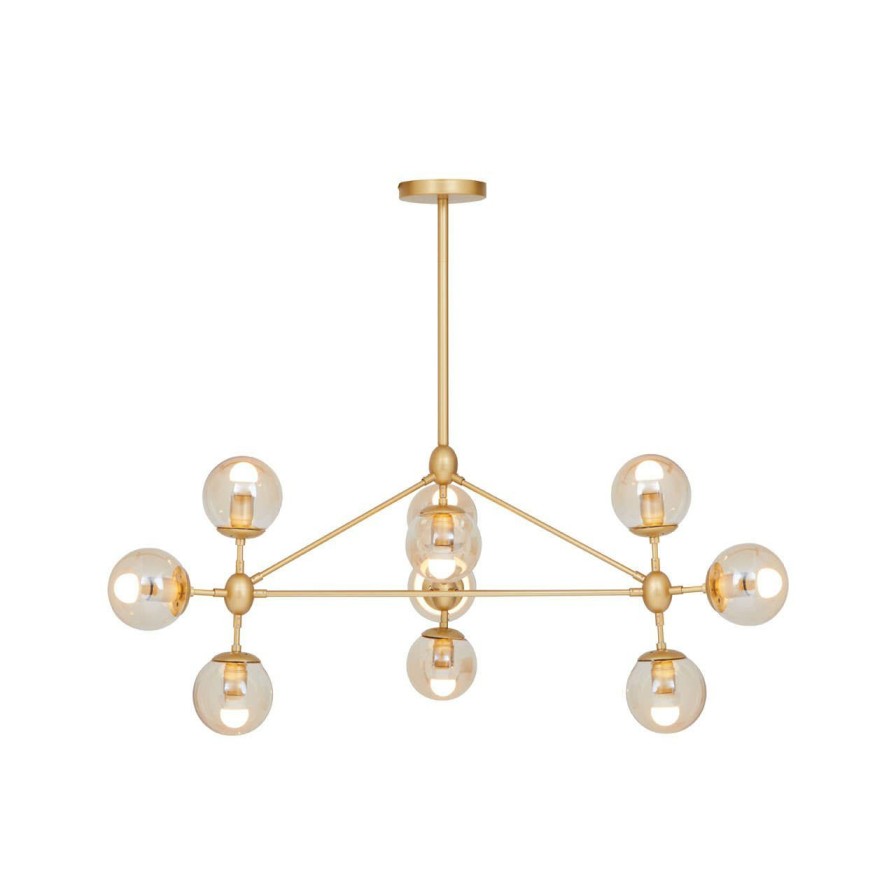 Accessories Fifty Five South Chandeliers | Abira Ten Bulb Gold Finish Pendant Light