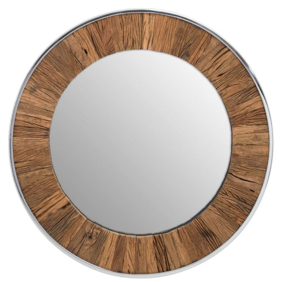 Bathe and Utility Fifty Five South Mirrors | Kerala Natural Wood Round Mirror