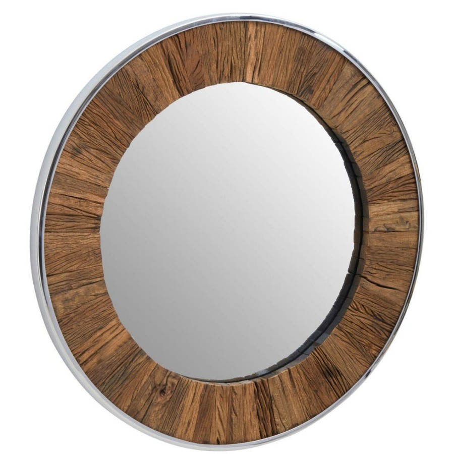 Bathe and Utility Fifty Five South Mirrors | Kerala Natural Wood Round Mirror