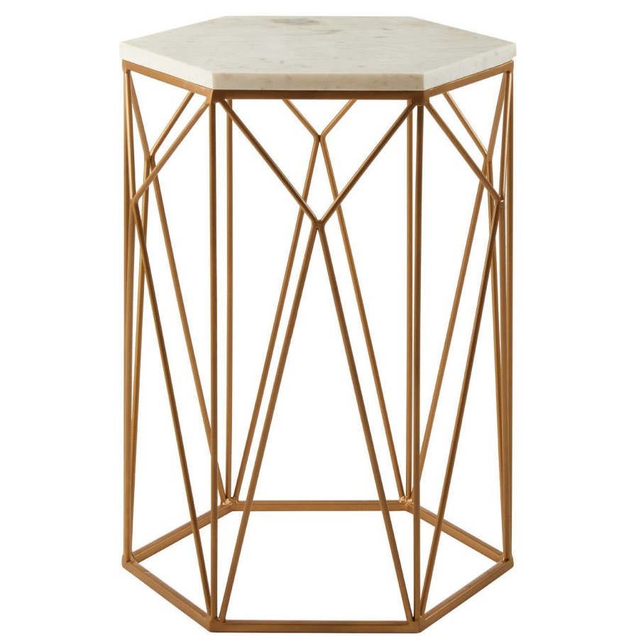 FURNITURE Premier Side Tables | Shalimar Marble Top Side Table With Geometric Base