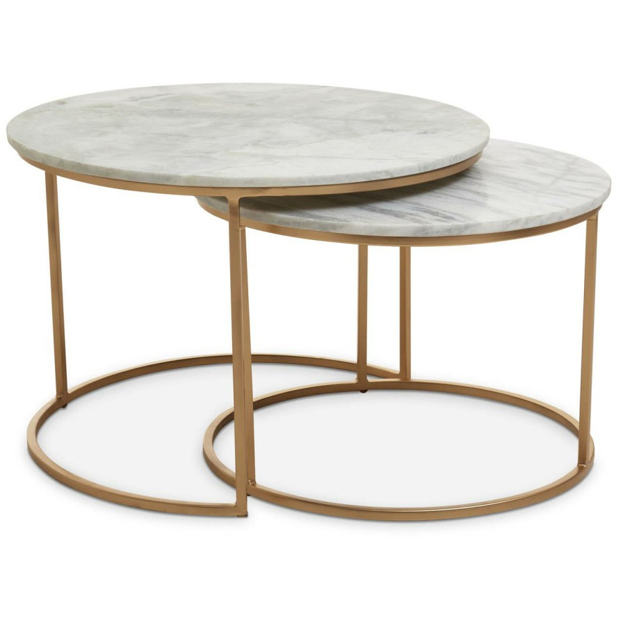 FURNITURE Fifty Five South Coffee Tables | Mandoli Nest Of 2 White Marble Coffee Tables