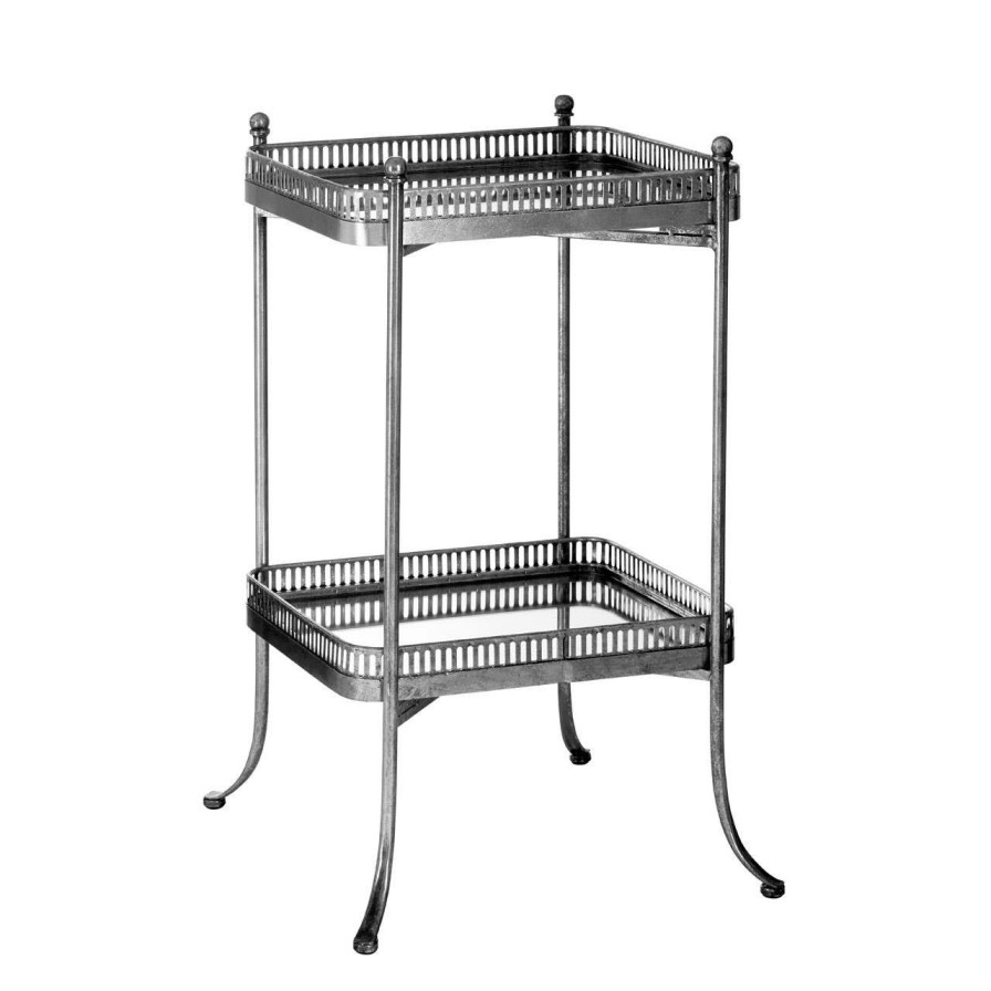 FURNITURE Premier Side Tables | Reza Antique Silver Square Tray Table