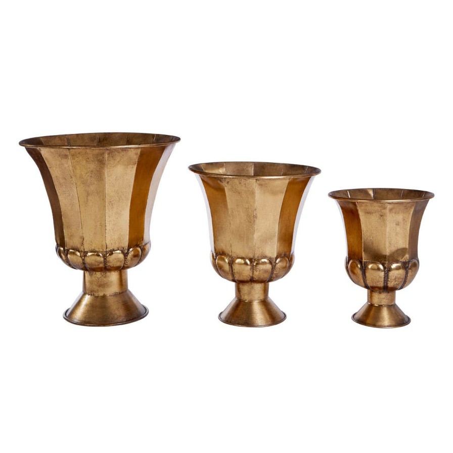 Accessories Fifty Five South Vases, Planters and Plant Stands | Reza Oversized Gold Finish Planters