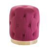 FURNITURE Premier Stools | Loretta Wine Velvet Button Tufted Stool