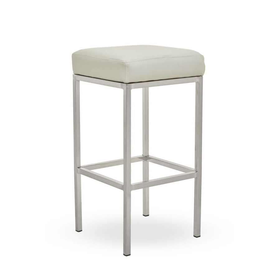 FURNITURE Premier Bar Seating | Baina White Pu And Chrome Finish Bar Stool