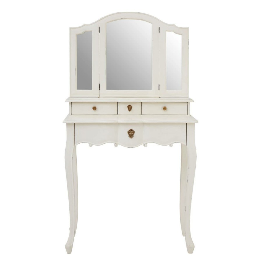 FURNITURE Fifty Five South Dressing Tables | Loire Dressing Table With Mirror White