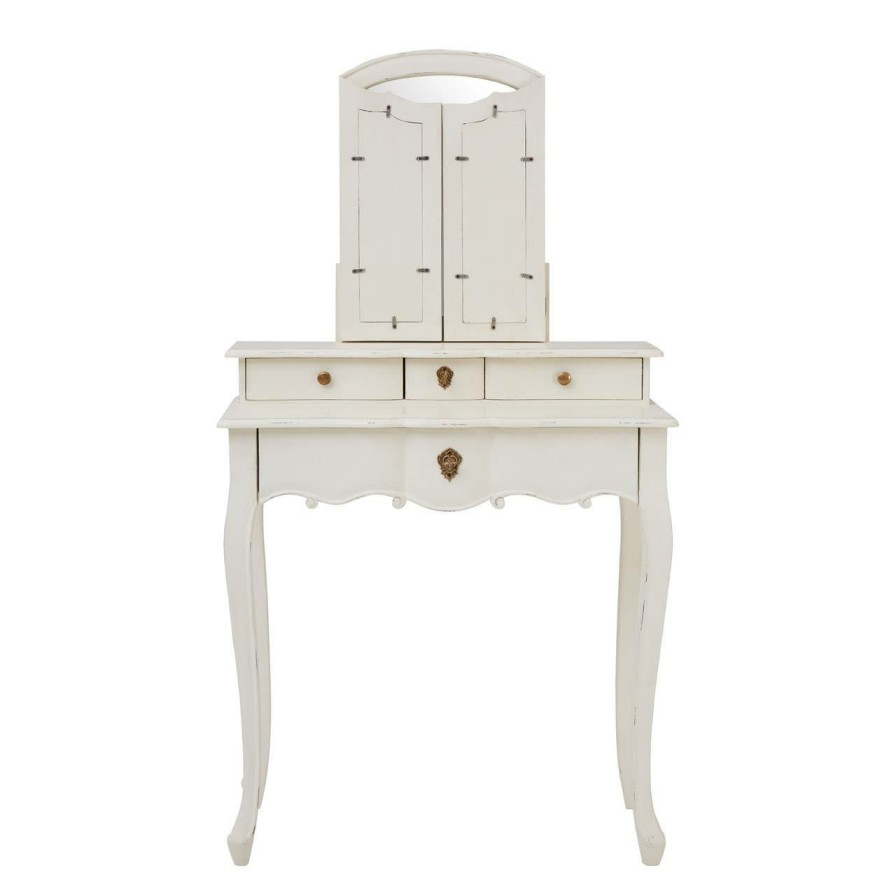 FURNITURE Fifty Five South Dressing Tables | Loire Dressing Table With Mirror White